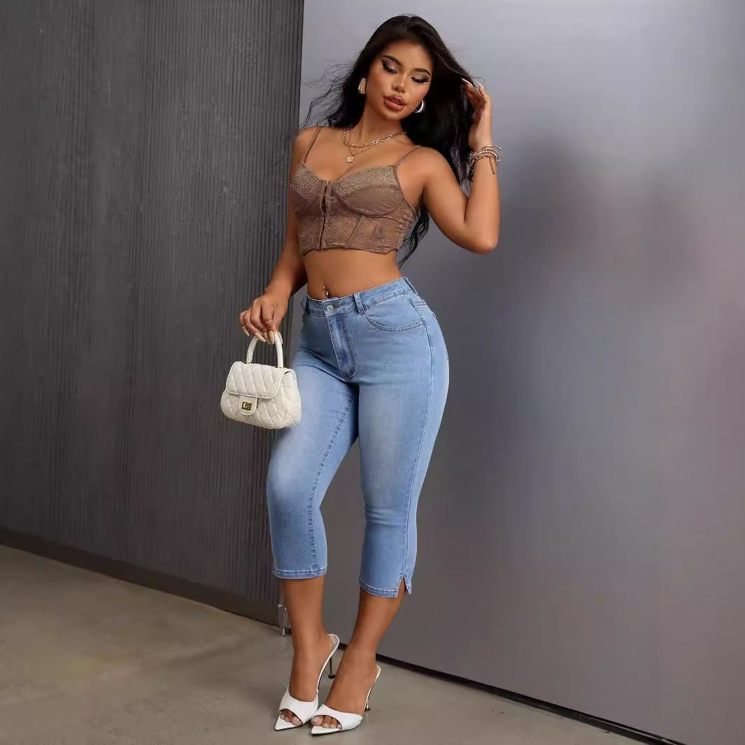 Womens Stretchy Skinny Jeans High Waist Comfortable Fit Versatile Style Perfect for Casual Wear Wholesale Available