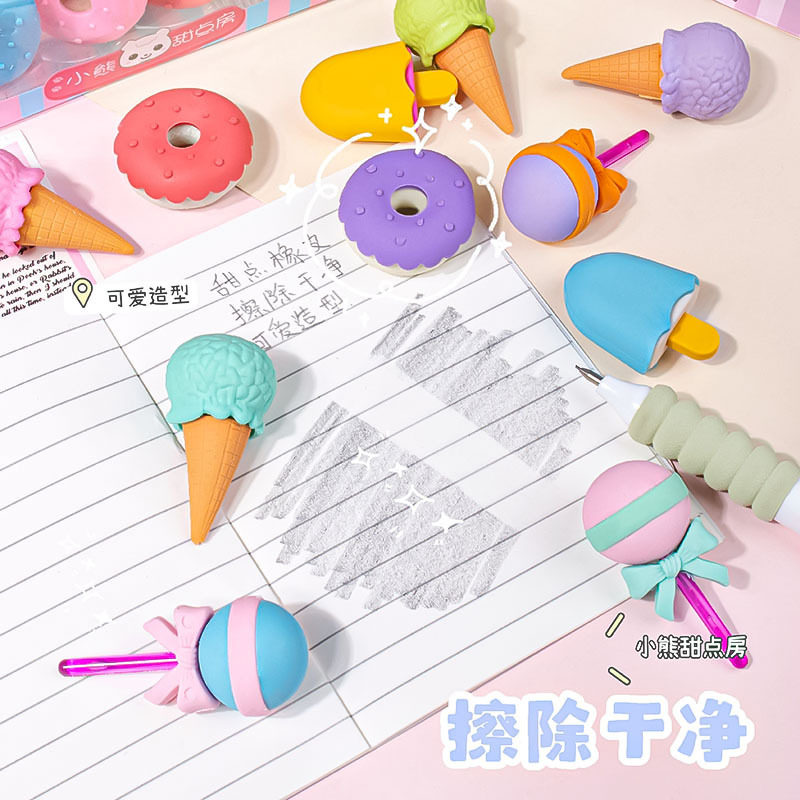 Creative Ice Cream Dessert Eraser Three-dimensional Modeling Rubber Cartoon Cute Simulation Rubber suit Student Prizes