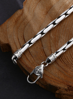 小众银饰男士s925纯银项链个性重工环扣环项链情侣个性纯银饰品