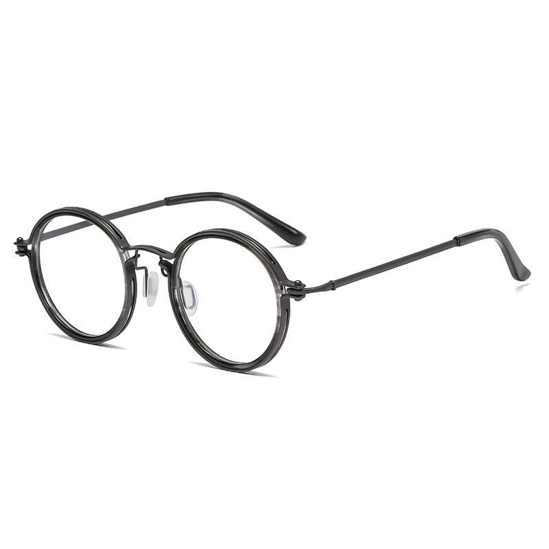 Anti-black storm with fashion retro fashion glasses frame men's round frame punk style metal anti-blue light flat mirror wholesale