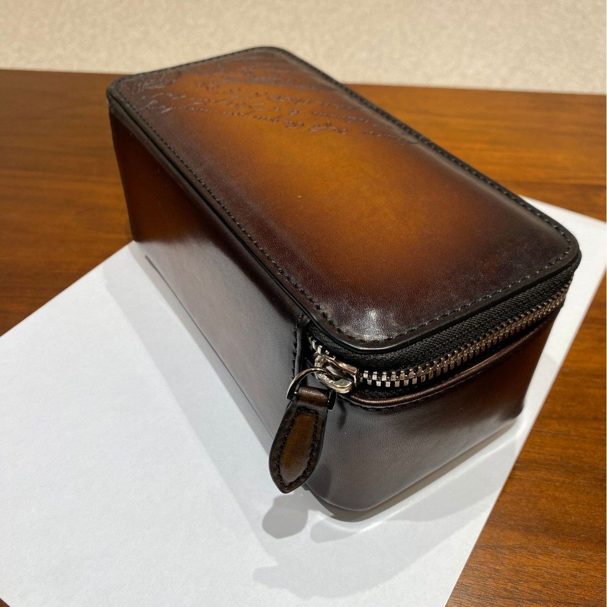 Imported Calfskin Watch Box, European and American Retro High-End 3-Piece Set, Handmade Color-Polished and Carved Genuine Leather Storage Box