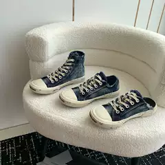 High-Top Canvas Shoes, Flat White Shoes, Same-Style Sneakers for Men and Women, Half-Pack Distressed Dirty Shoes, Toe-Cap Sandals and Slippers