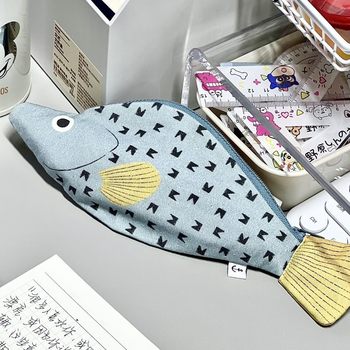 Little Red Book recommend High Yan Value Small Fish Grouper Pencil Bag Creative Girl Storage Bag Funny Niche Stationery Bag