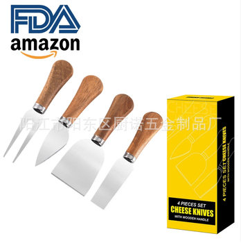 Kitchen Gadgets 4-Piece Set Stainless Steel Cheese Knife Butter Knife Butter Knife Acacia Wood Handle Cheese Knife