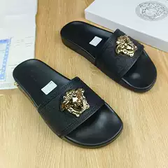 Medusa Slippers Summer New Style Metal Logo Thick-Soled Open-Toe Slide Sandals American European Southeast Asian Foreign Trade Shoes