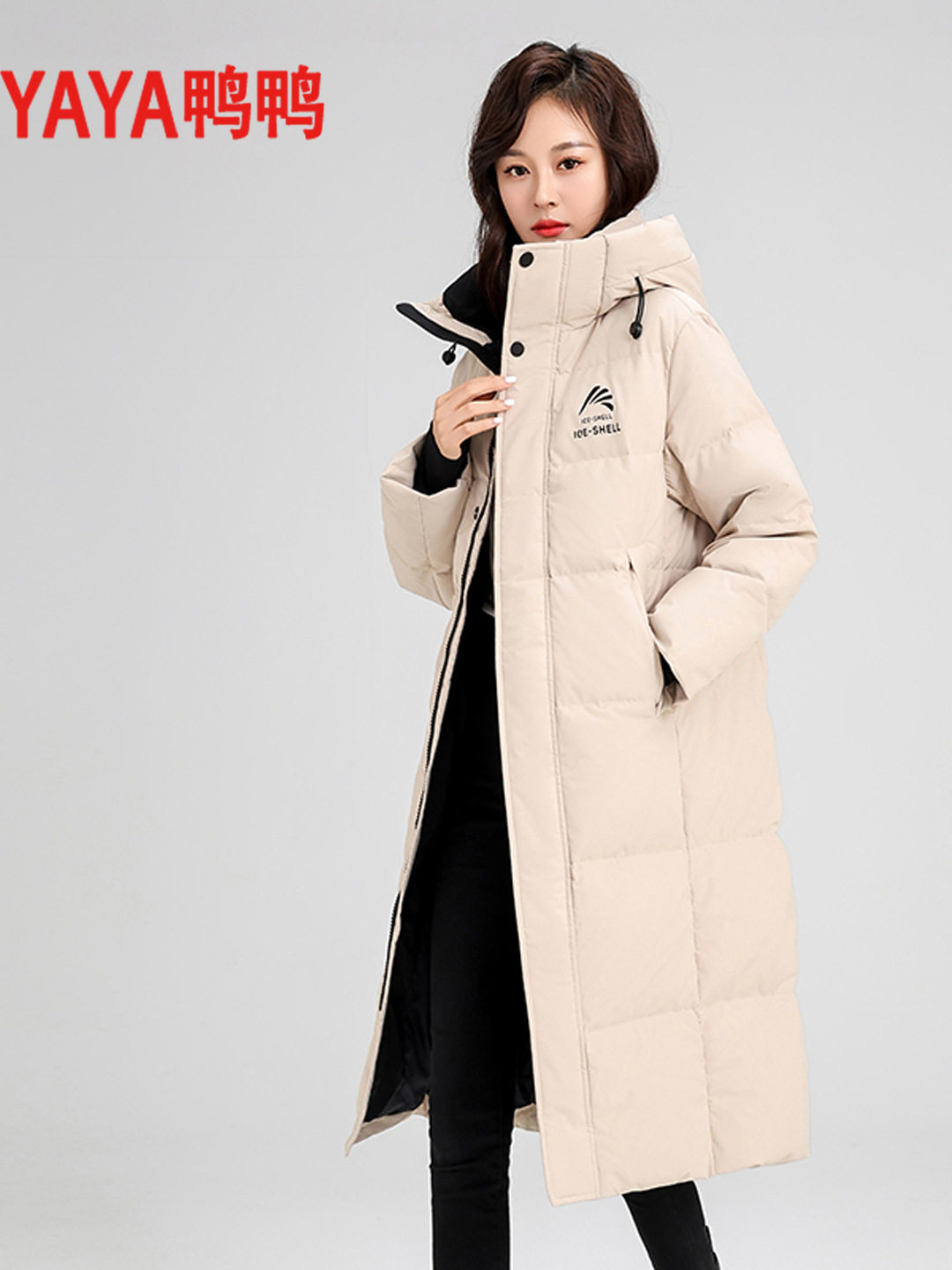 Wang Yibo's Same Style Duck Mid-Length down Jacket for Men and Women Couples 2025 Winter New Hooded Warm Jacket