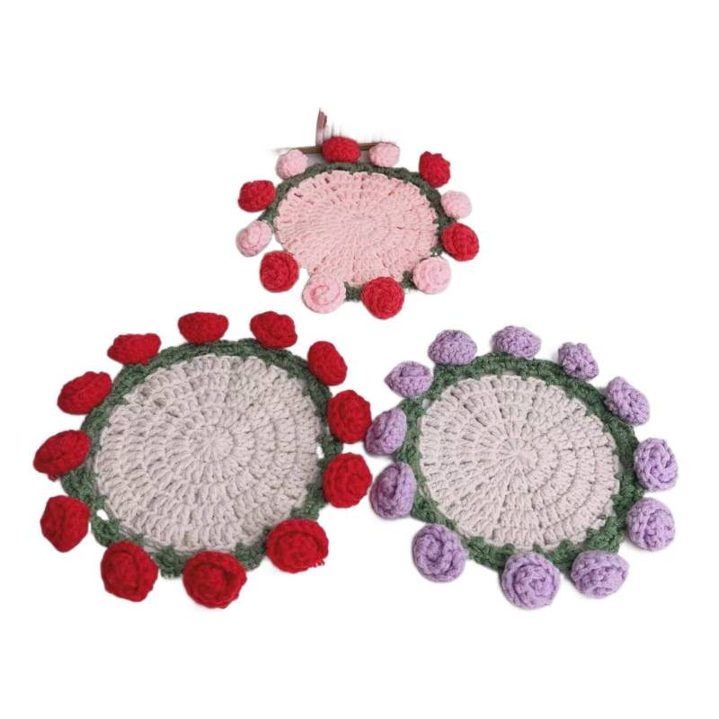 Rose Bouquet Blanket Finished Eternal Flower Nap Blanket Hand-Woven Decorative Blanket Old-Fashioned Blanket Factory Ready Stock