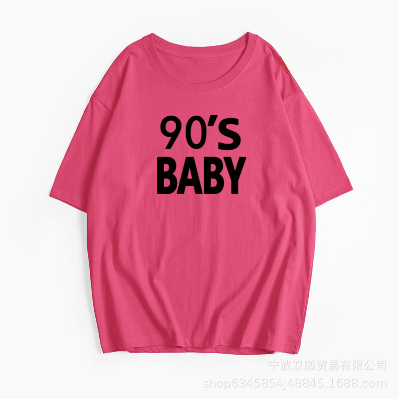 Womens Cotton T Shirt American Letter Print Short Sleeve Loose Fit Casual Everyday Wear Wholesale Available