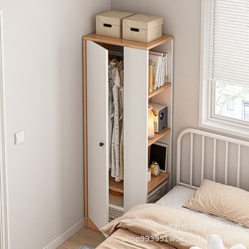 Small Room Wardrobe Bookshelf Integrated Rental Room Girl Single Wardrobe Bedside Corner Single Door Hanging Wardrobe Storage Cabinet