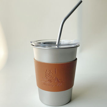 400ml Beer Cup Outdoor Camping Juice Cup Handy Cup Drop-resistant Cold Drink Cup Titanium Purification Cup Straw Cup Cover