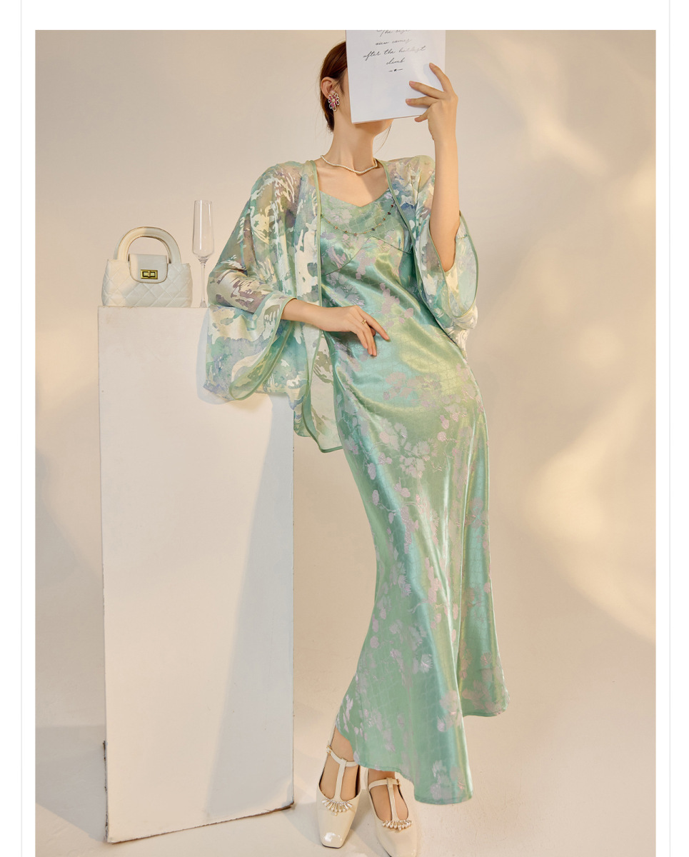 Áo khoác mỏng dệt hoa văn thêu nổi dáng rộng cổ chữ V nữ — Màu vàng mơ (giao hàng trong 7 ngày), Màu vàng mơ (phát hành trong cùng ngày), Xanh Khói Hồ (Cấp ngày hôm nay), Xanh Khói Hồ (giao trong 7 ngày)