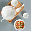 Ceramic Bowl Noodle Bowl Ramen Salad Bowl Daily Tableware Bowl and Plate Set Large Diameter Soup Bowl Rice Bowl White Porcelain