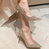 Wedding Shoes Women's Winter Bridal Shoes Sequined Wedding Dress Two-Wear Crystal Shoes 2025 New High Heels Thin Heels Not Tiring Feet