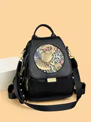 2025 New Fashion Embossed Multifunctional Leather Texturing Backpack Women's Backpack All-match Travel Large Capacity Schoolbag