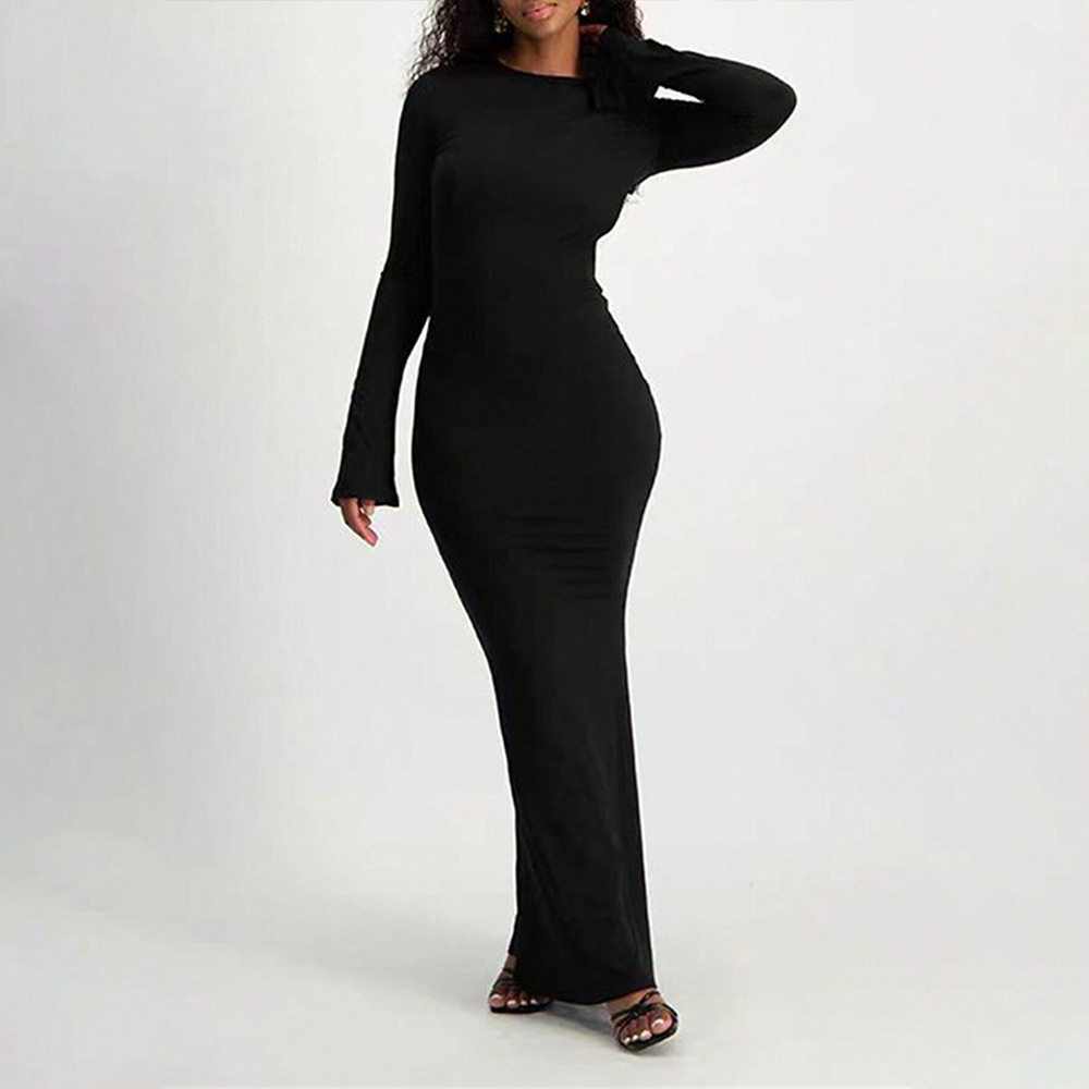 Elegant Backless Bodycon Maxi Dress Sexy European Style Spring Summer Fashion Wholesale Available