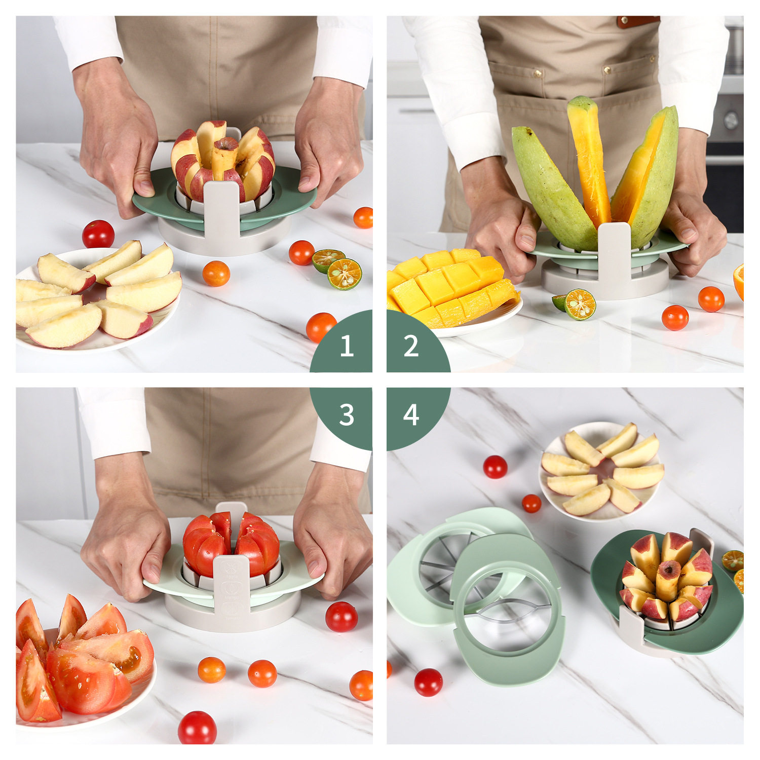 Factory Fruit and Vegetable Tools Plastic Handle Fruit Cut Three-piece Set Household Stainless Steel Multifunctional Fruit Cutter suit