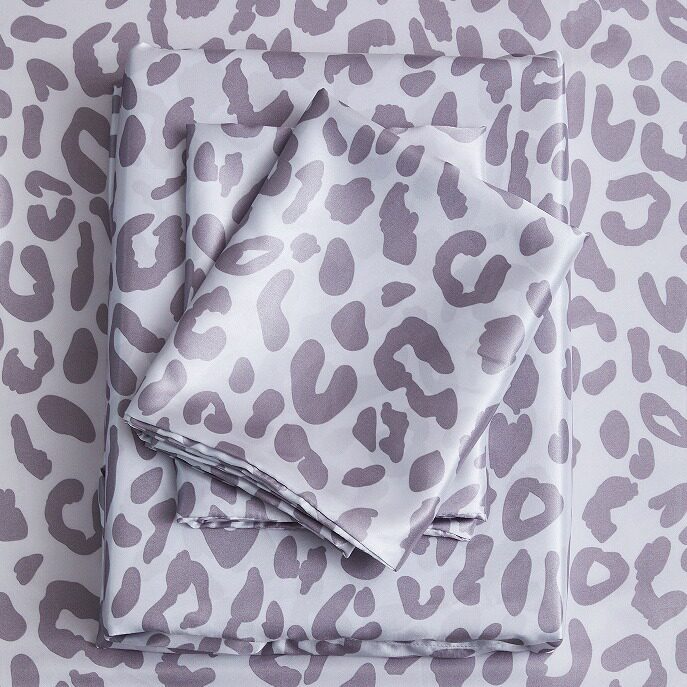 Foreign Trade Cross-Border Amazon Satin Imitation Silk Printed Bed Sheet, Fitted Sheet, Pillowcase Digital Print Leopard Print Four-Piece Set