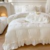 French seersucker embroidered sanding four-piece lace quilt cover bed sheet three-piece bedding