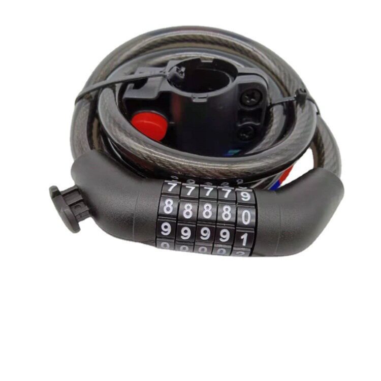 Bicycle Lock, Electric Vehicle Five-Digit Password Lock, Mountain Bike Strip Wire Ring Lock, Cycling Equipment Accessories Supply