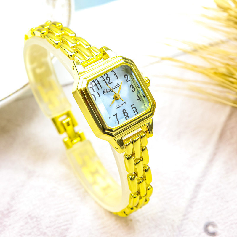 女款小众小方表百搭防水石英女士手表女生小巧轻奢ins风手链女表