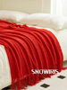 Red New Year Red Blanket Festive Holiday Christmas Casual Blanket Living Room Sofa Decorative Throw Blanket Soft Lunch Blanket J^