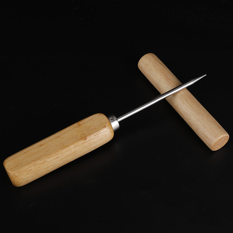 Solid wood stainless steel long ice cone bar refrigerator freezer deicing ice chisel deicing ice crushing tool ice chisel wine set