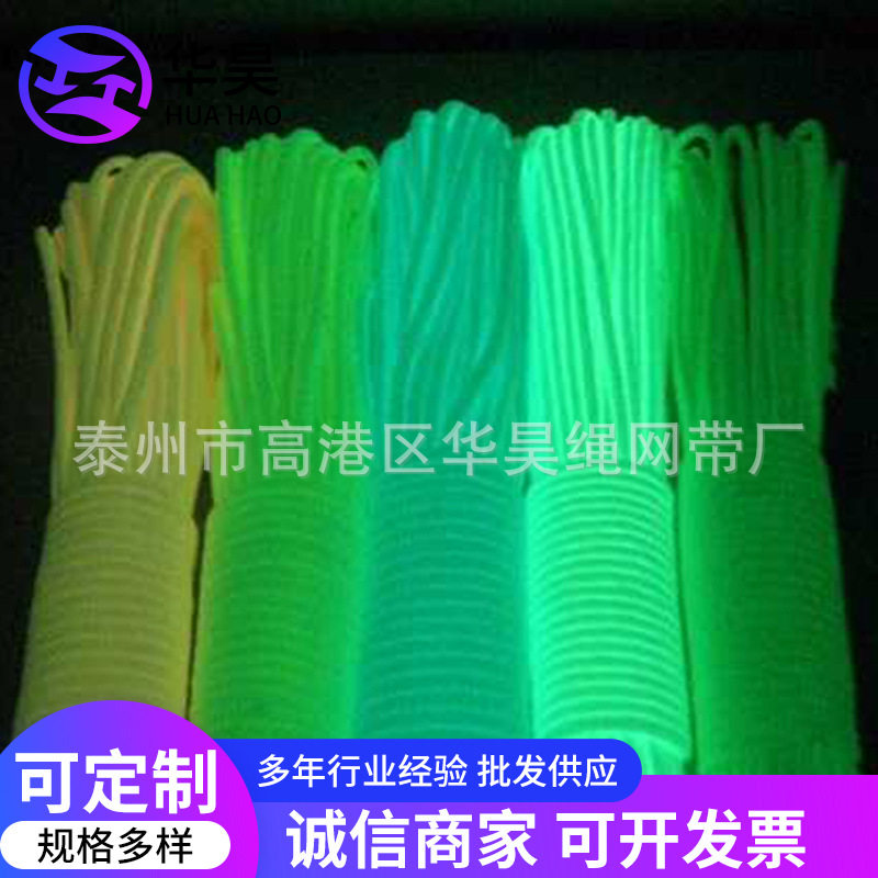Luminous Nine-Core Self-Absorbing Light-Emitting Paracord Camping Outdoor Binding Rope Supply Multi-Color Luminous Fluorescent Polyester Rope
