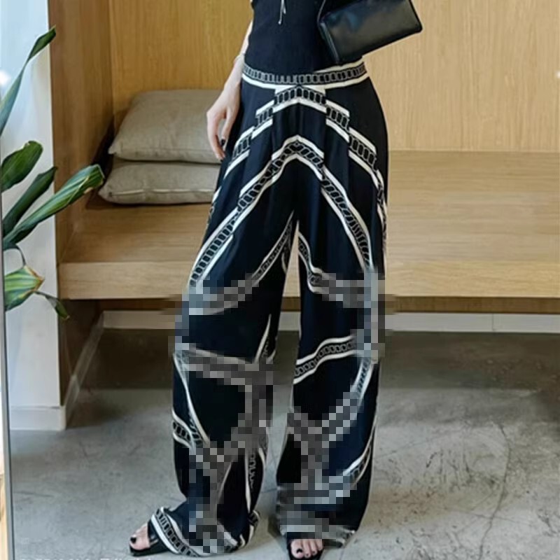 Set quần ống rộng họa tiết ngựa và chân váy quấn nữ — [Kem kem] quần ống rộng, [Nero đen] quần ống rộng