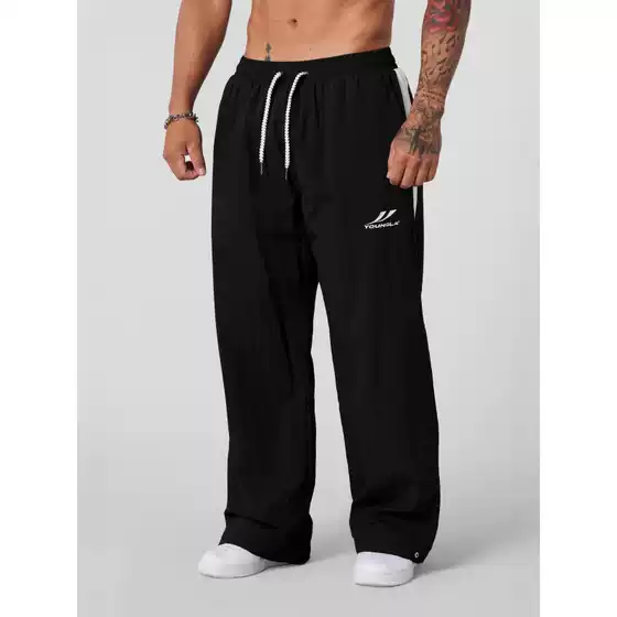 Youngla American New Jogging Sports Fitness Men's Sweatpants Loose Casual Wide Leg Trendy Patchwork Trousers