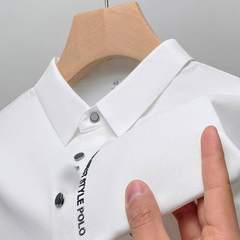 2025夏季新款男士跨境欧版翻领无痕透气时尚潮流短袖T恤POLO衫