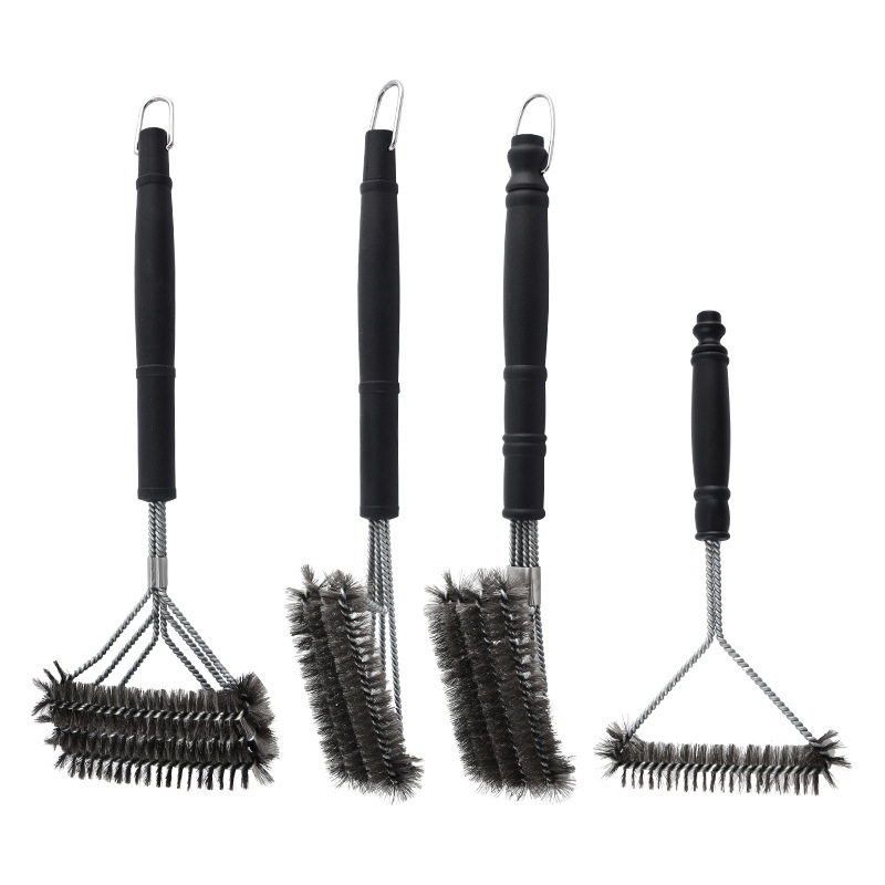 Wholesale Bbq Wire Brush Grill Cleaning Brush Steel Brush Four-Head Multifunctional Barbecue Brush Tool