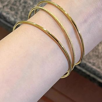 Ancient New Chinoiserie 18K Gold Exquisite Frosted Glossy Three Generations Bracelet for Women 2025 Hot Style Fashion Bracelet