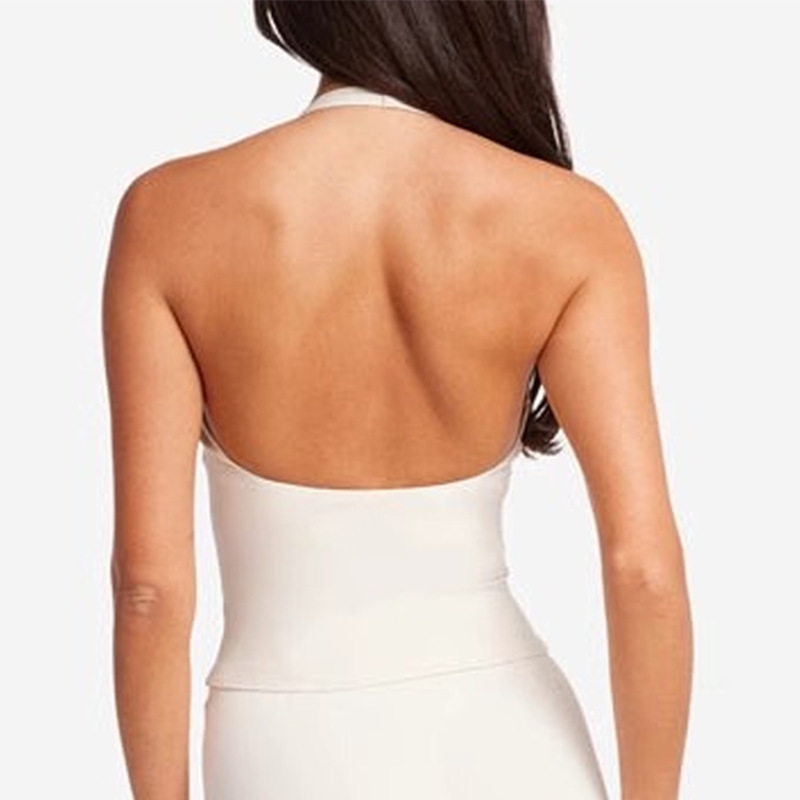 Cross-Border V-Neck Cross Halter with Fixed Chest Pad Yoga Vest for Women, Sleeveless Quick-Dry Sports Fitness Outerwear with Beautiful Back