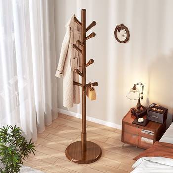 Coat Rack Solid Wood Floor Hanger Bedroom Household Vertical Hanger Rod Clothes Rack Simple Modern Hanging Bag Rack