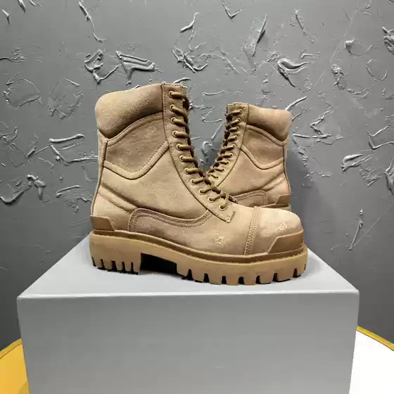 2026 Autumn/Winter Round Toe Mid-Calf Adhesive Boots in Stock Large Toe Men's First Layer Cowhide Men's Ankle Boots Martin Boots