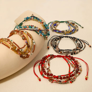 Bohemian Style Rice Bead Bracelet Handmade Woven Bracelet for Women's Vacation Travel All-match Bracelet Ethnic Style Bracelet Jewelry