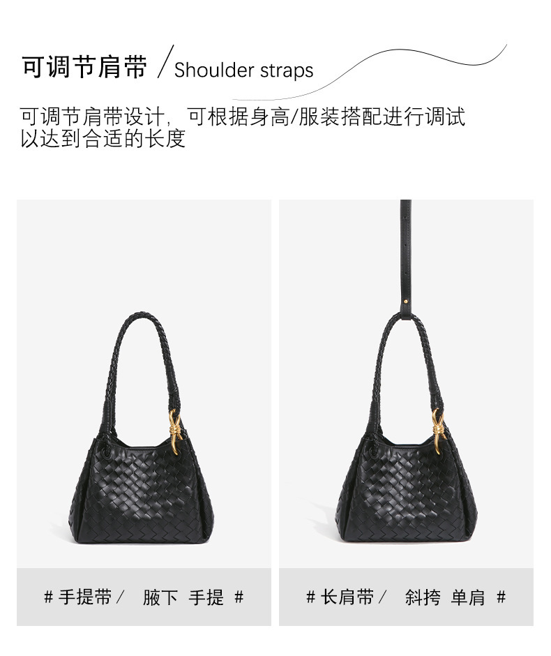 Túi bucket nữ đan dệt phối quai đeo chéo hai lớp — B2013 # hoa sen phấn, B2013 # màu cát, B2013 # Màu nâu thông, B2013 # màu xanh đá hang động