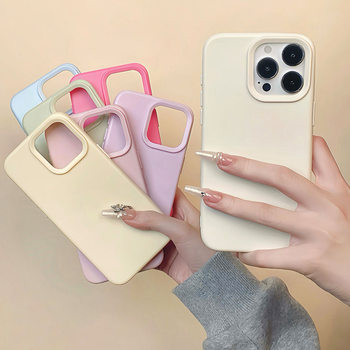 Suitable for Apple 16 Pro Silicone Anti-Drop Phone Case, Solid Color Simple iPhone 17 Full-Cover Matte Protective Case 15