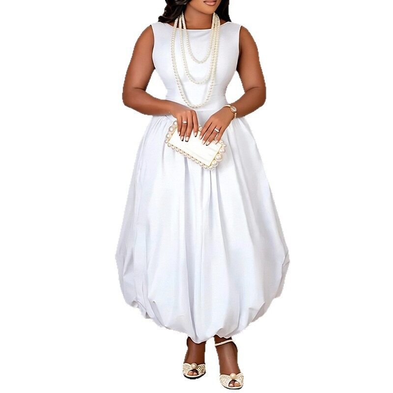 Summer Maxi Dress Elegant Solid Color Sleeveless High End Design Perfect for Casual or Formal Occasions Wholesale