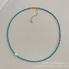 S925 Authentic Fine Natural Freshwater Small Pearl Green Pine Stone Beaded Necklace Women's Light Luxury High Niche Clavicle Chain