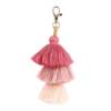 Women's Tassel Keychain Hand-Woven Multi-Layer Cotton Thread Hanging Tassel Lobster Clasp Keychain Three-Layer Tassel Keychain