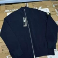 High neck zipper sweater in black