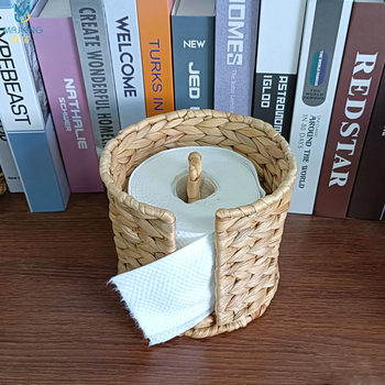 Gourd Straw Roll Paper Tube Hand-Woven Storage Basket Straw Woven Storage Basket New American Roll Paper Storage Display Paper Box