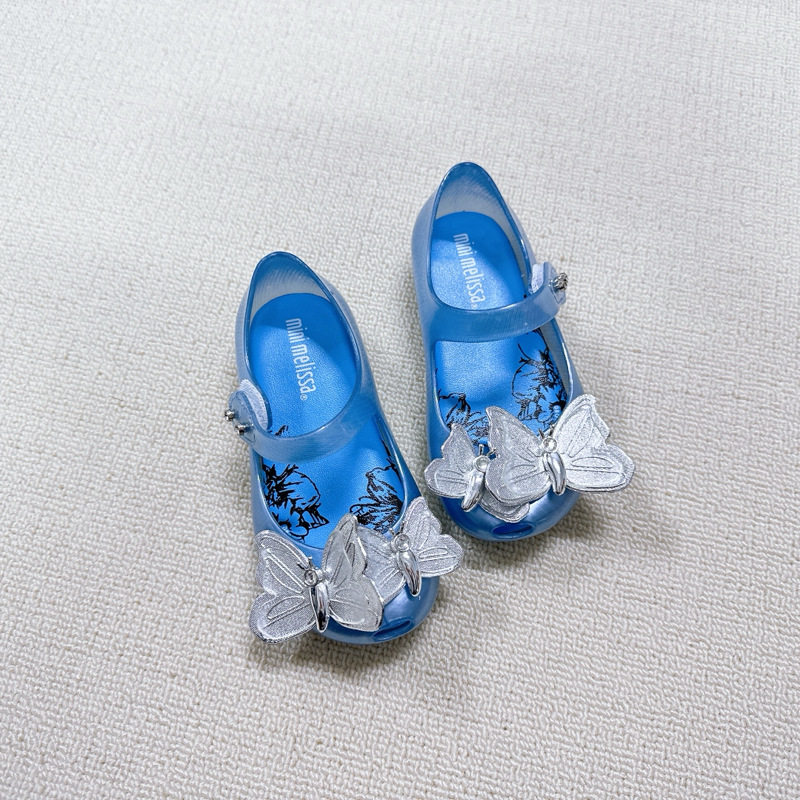 Melissa Fragrant Princess Elementary School Pink Metallic Sequins Stereo Butterfly Rhinestone Jelly Girls' Beach Sandals