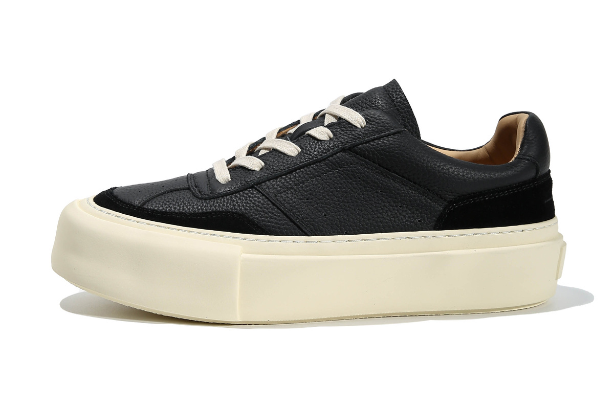 Giày sneaker nam da thật đế dày kiểu Âu phong cách tối giản — Màu đen, Màu trắng