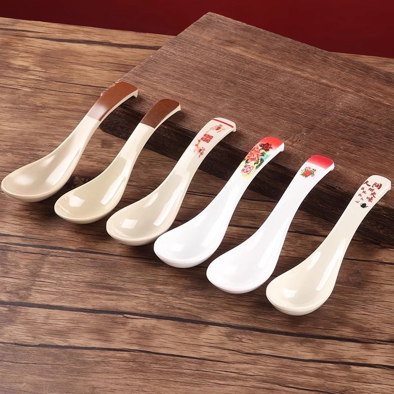 A5 Imitation Porcelain Break-Resistant White Spoon Soup Spoon Household Melamine Thickeneded Spicy Hot Ramen Restaurant Commercial