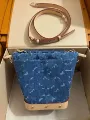 Denim blue bucket bag