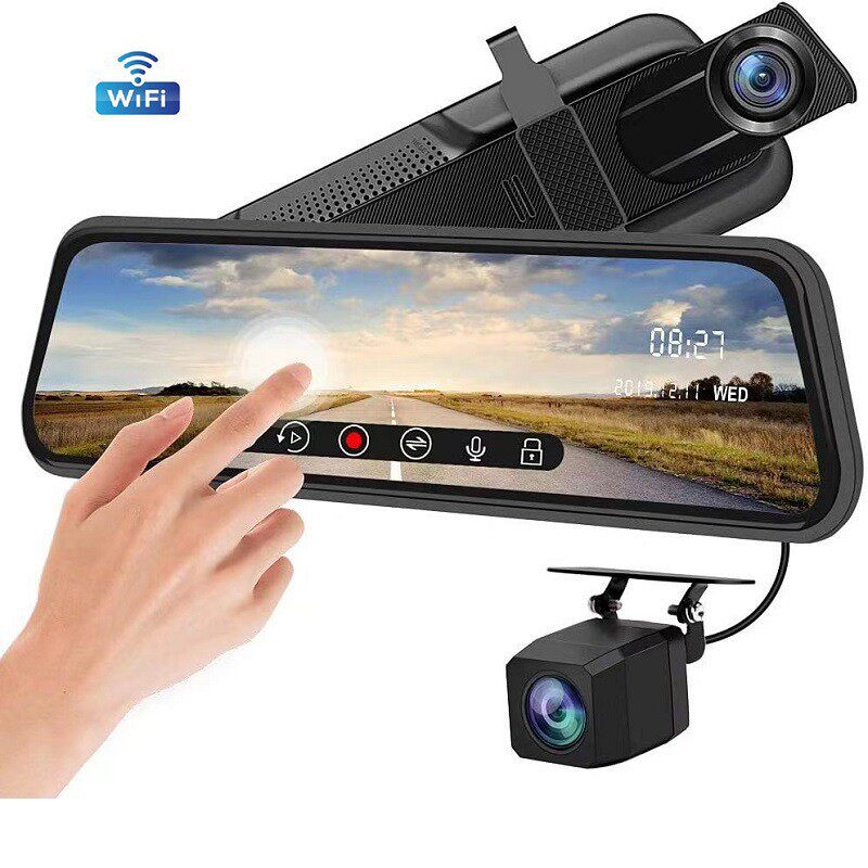 New 10-inch streaming media WiFi driving recorder front and rear double recording HD driving recorder with reversing image