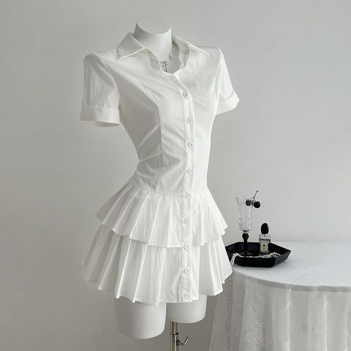 Casual Pleated Dress Summer Style Versatile Design Lightweight Fabric Womens Fashion Ready to Ship