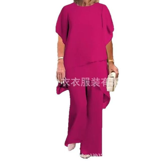 Europe and the United States cross-border 2025 early spring new temperament chiffon solid color loose irregular fashion suit